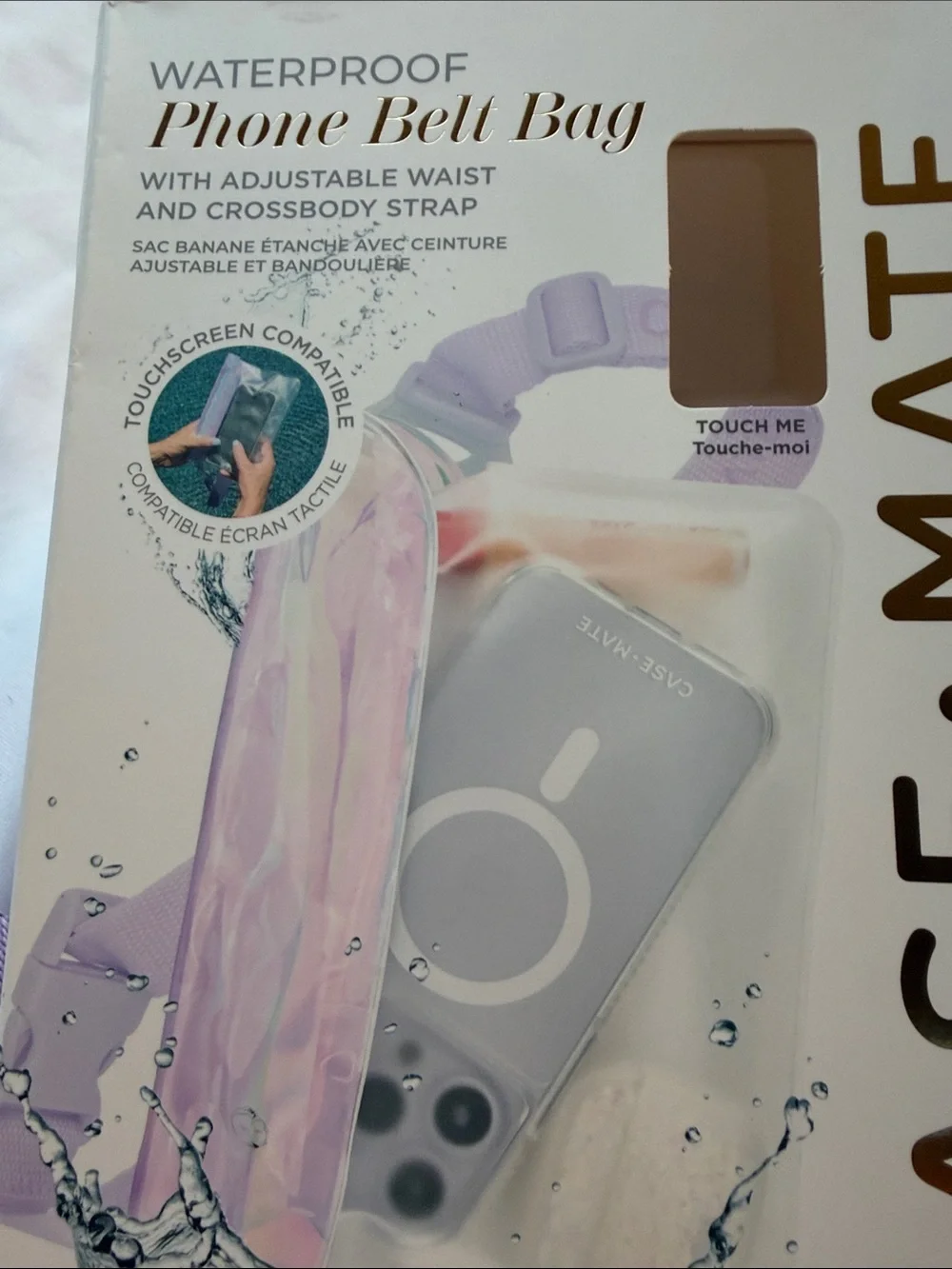 A BEAUTY-NEW case-mate Iridescent Waterproof Phone Belt Bag/Crossbody Strap.